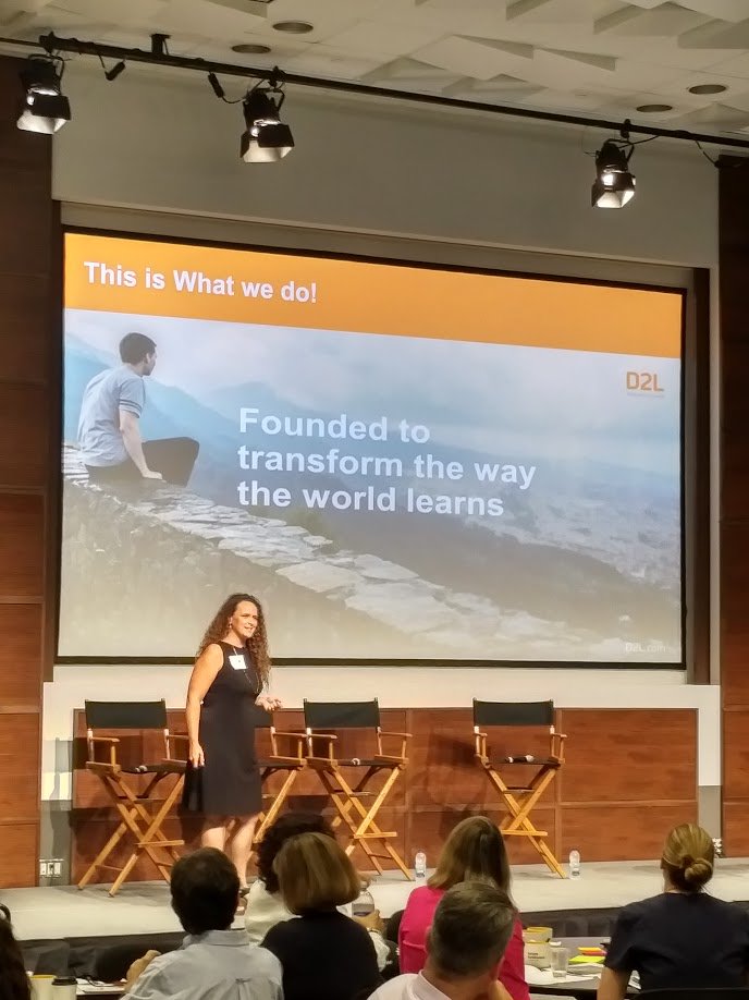 JillSkene's tweet photo. Chantal Thorn, @D2L discussed D2L's mission, and the importance of #modernizedlearning. #FutureFoHRward #lifelonglearning https://t.co/WGlhm7xVl2