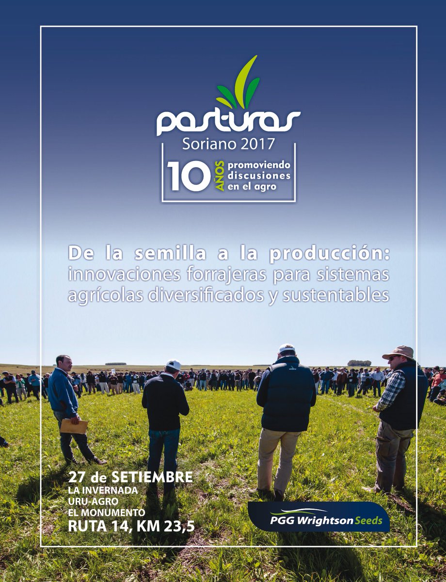 Agéndelo! Mañana Miércoles 27 jornada de Pasturas Soriano 2017! De la Semilla a la Producción. Los esperamos!!! <a href="/PGGWrightson_UY/">PGG Wrightson Seeds Uruguay</a>