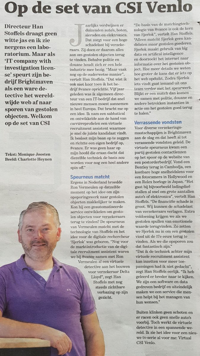A great interview with our CEO <a href="/hanstoffels/">Han Stoffels</a> about Brightmaven in @WijLimburg. #fintech #insuretech #insurtechbiz #Sjerlok