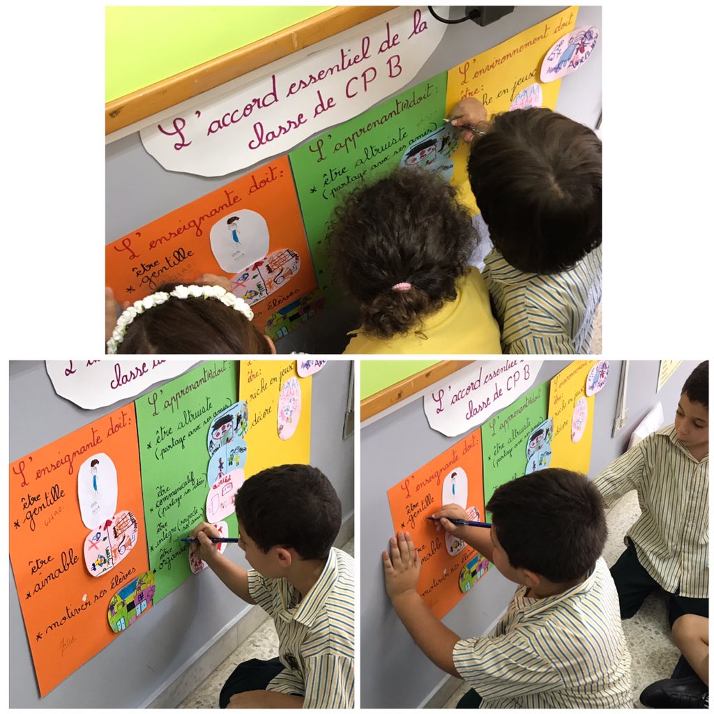 Les apprenants créent et signent l'accord essentiel de la classe✌🏼 #coopération #engagement #CPB <a href="/Hhhsinfo/">Houssam Hariri HS</a>