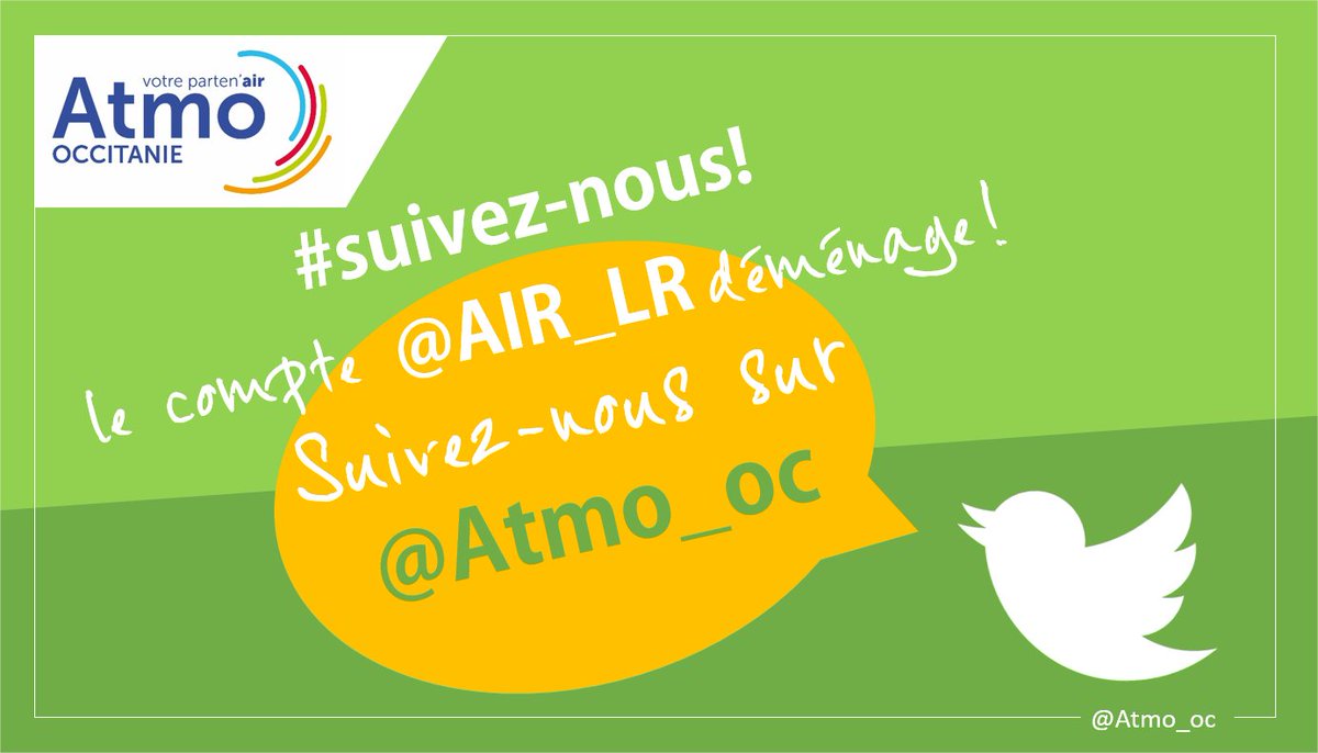 AIR_LR's tweet image. Chers abonnés, pour rappel @AIR_LR déménage ! Suivez la qualité de l'air dès aujourd'hui sur le nouveau compte @Atmo_oc