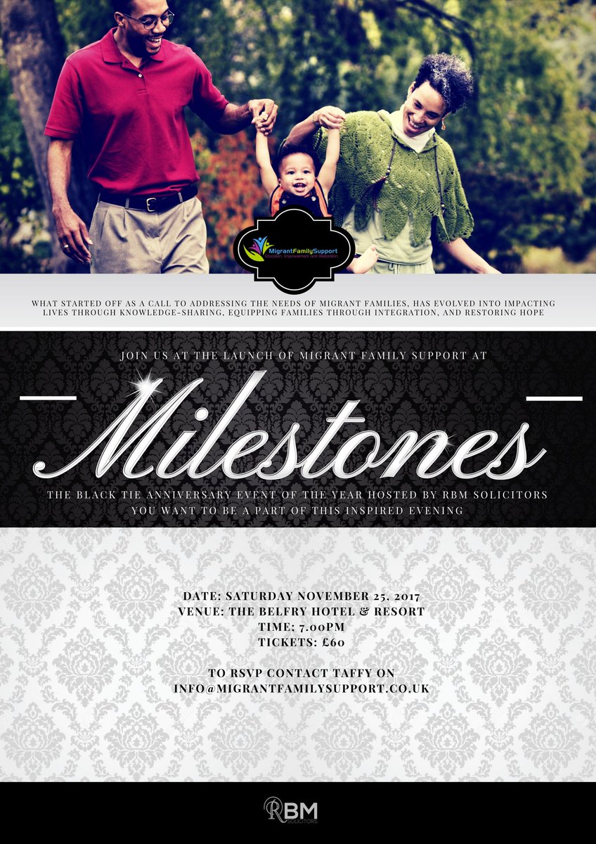 Join us at Milestones - the Launch event for Migrant Family Support in tandem with RBM Solicitors' 10 year anniversary celebration