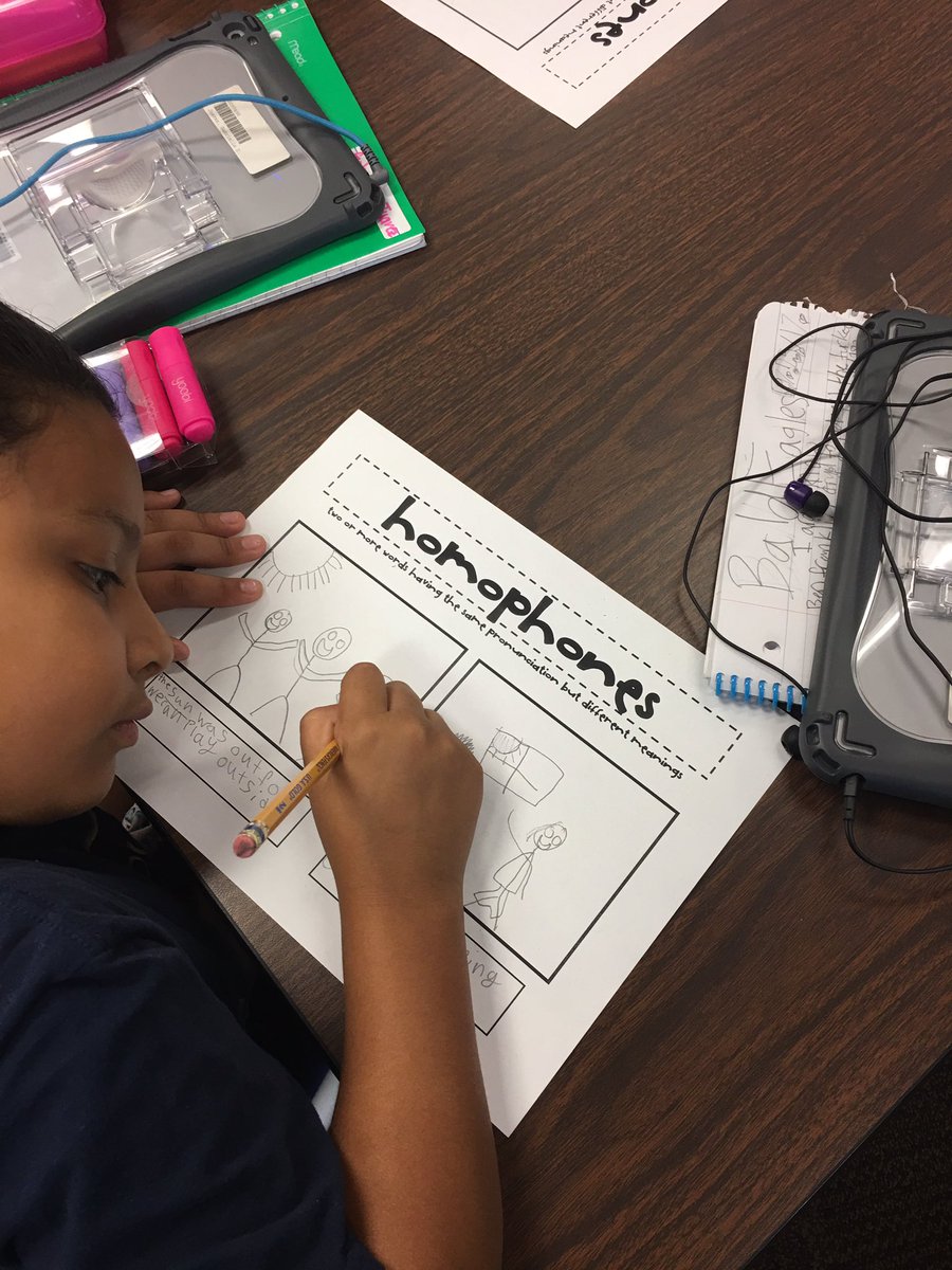Drawing pictures to create connections with homophones. #ApacheISelevates