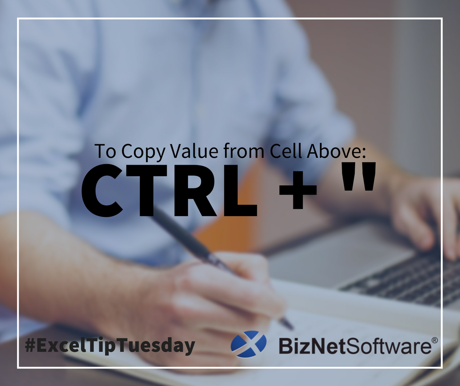 Copy the value from the cell above using this shortcut. Happy #ExcelTipTuesday!