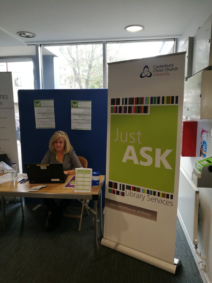 ccculibrary's tweet photo. Have you been to the library yet? We have set up a pop up stand in Laud on main campus for any lunch time enquiries #JustAsk https://t.co/CwuFL8O38K