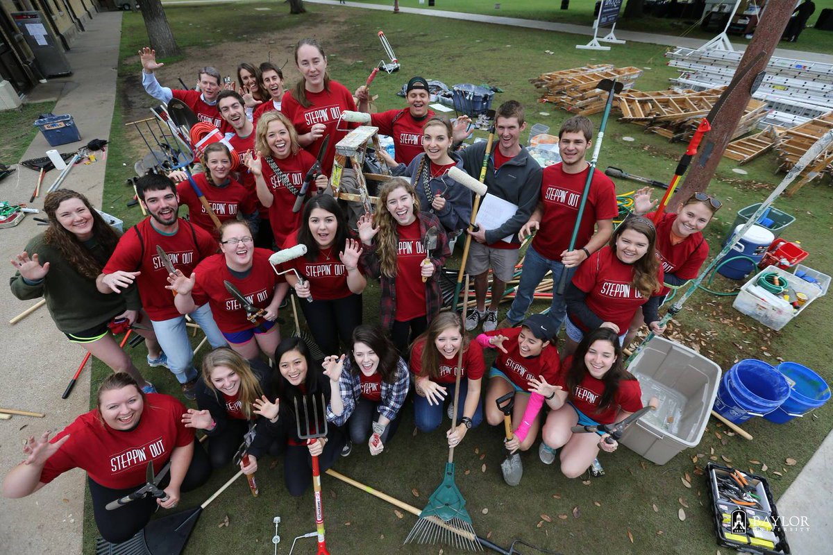 Baylor's tweet photo. STUDENTS: Steppin' Out is Nov. 4! Continue the tradition & sign up for this #Baylor day of service: https://t.co/hU2itE57Lp #BUServes https://t.co/v8y03cfCDJ