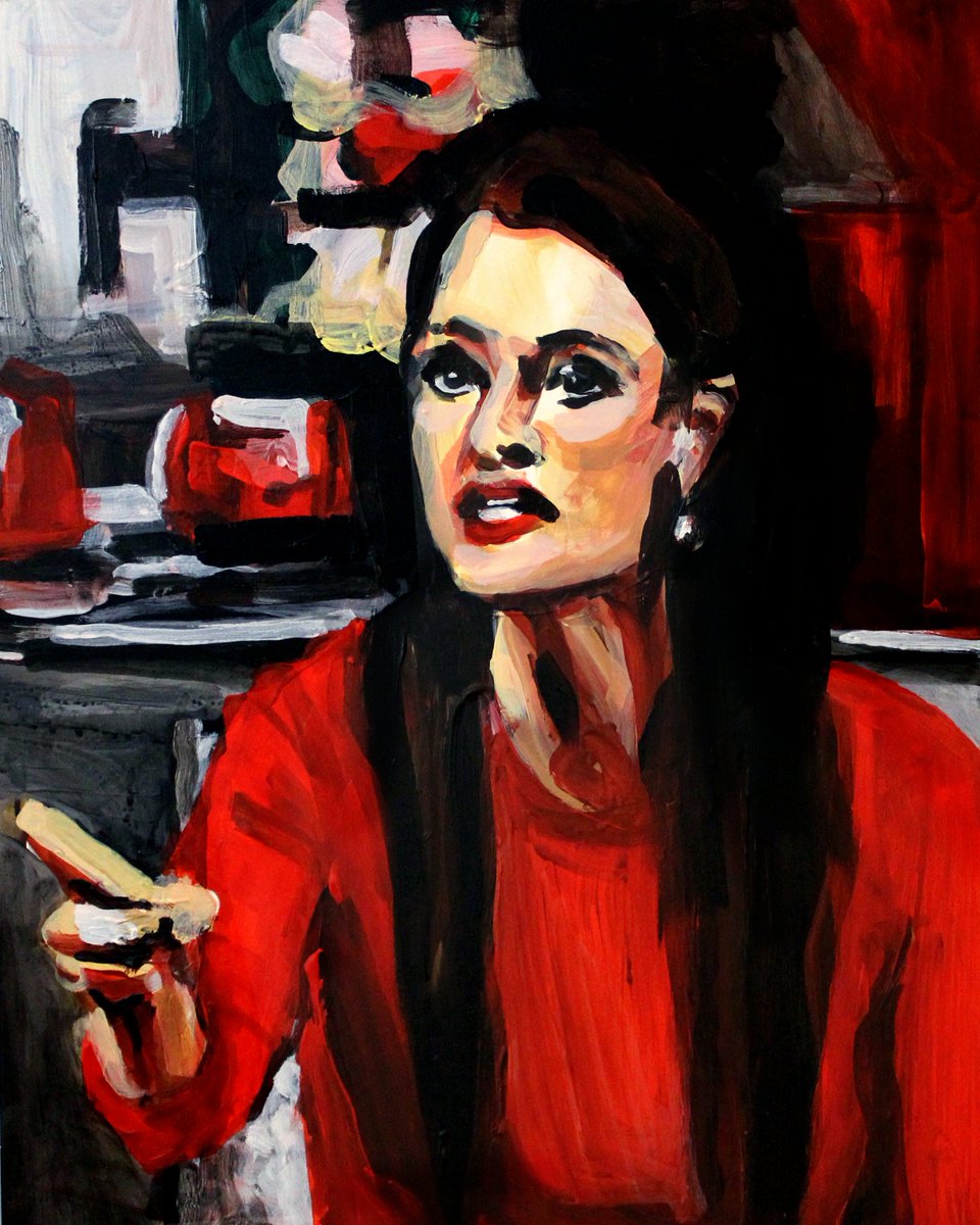 LauraCollinsArt's tweet photo. "Kyle Richards Pointing at Kim" acrylic on panel painting by Laura Collins
#rhpf https://t.co/jQzdsrbyZx