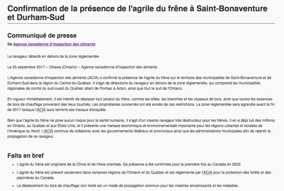 cqeees's tweet photo. La présence de l'#agrile confirmée hier à Saint-Bonaventure Durham-Sud par @ACIA_Canada. Pour plus d'infos : https://t.co/GQsyiGfNwb https://t.co/BPuPkqtNNG