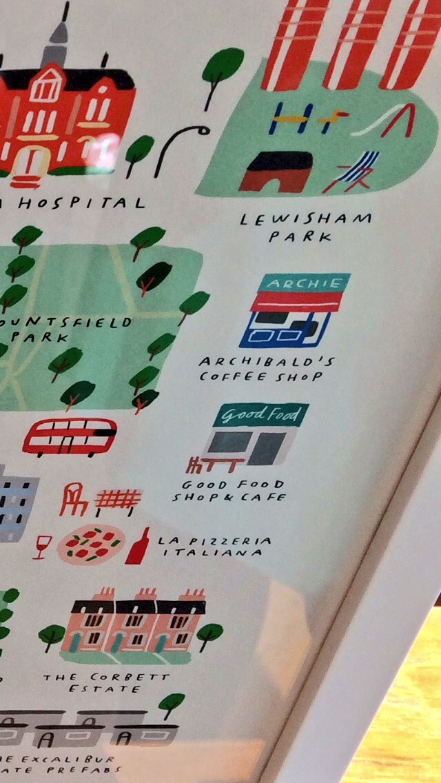 Fame at last! Spotted this weekend on the <a href="/catfordarts/">Catford Arts</a> Trail. Fabulous <a href="/placeinprint/">Place in Print</a> immortalised us on their 'walk round Catford' #SE6