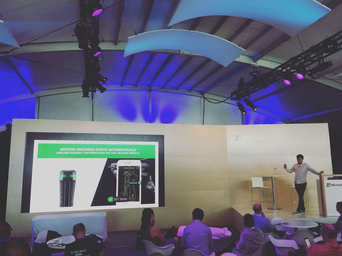 ArccosGolf's tweet photo. Our CEO, @thesal, presenting at @MSFTEnvision on how AI + data will change the future of golf. #mspartner #MSEnvision https://t.co/0YIKeBPjyJ