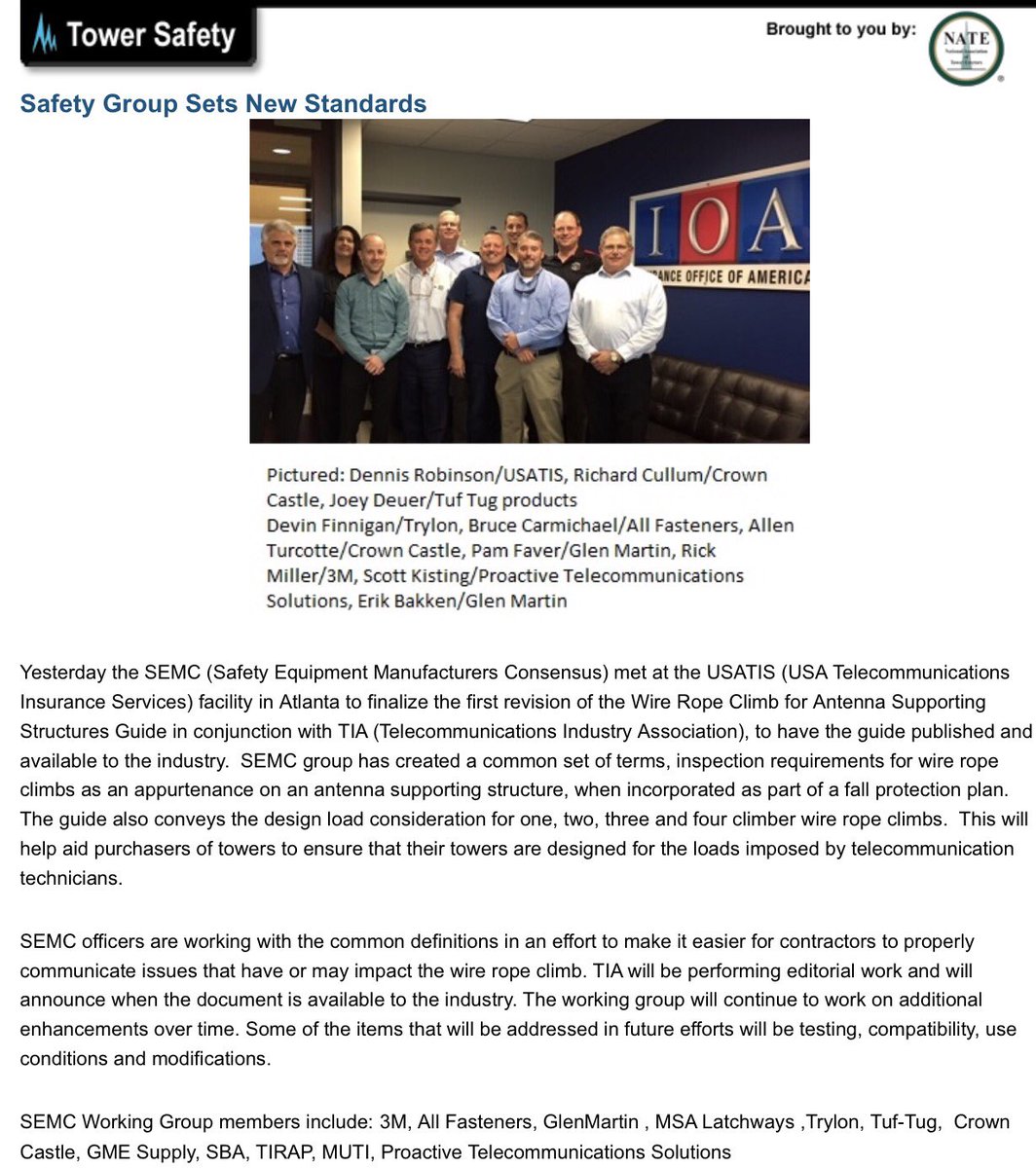 TIRAProgram's tweet image. Setting new standards! @USATelecomIns @InsideTowers #TIRAP