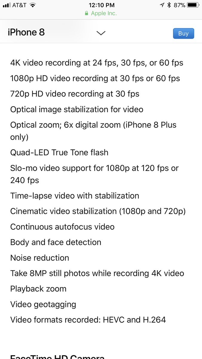 RyanWerthwein's tweet photo. @AppleSupport @Apple Same thing with Slo Mo video. iPhone 8 can’t shoot 1080p at 60fps like Apple is advertising. #Apple #iphone #iphone8 https://t.co/i3lgkjUDF1