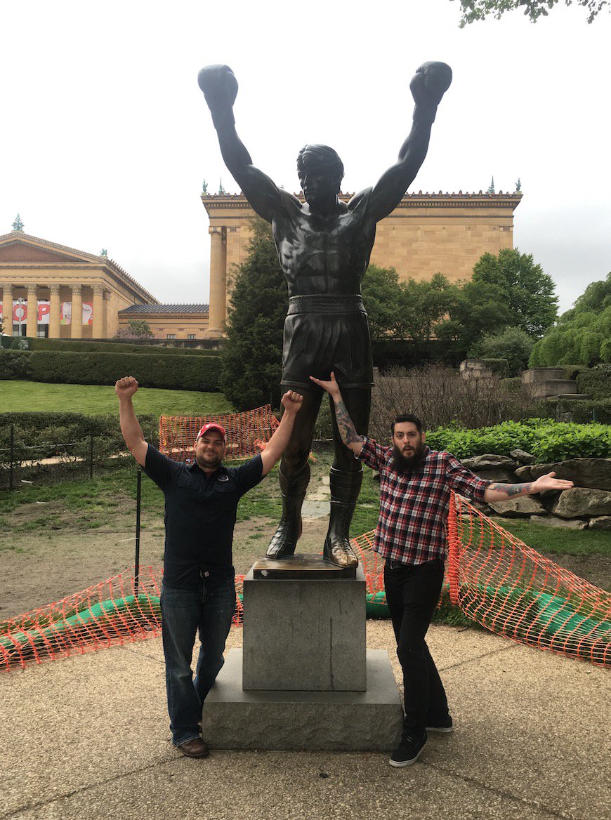 pghbeerweek's tweet photo. Every year brewers from around country gather for the Craft Brewers Conference. Me &amp; @SpoonwoodBrewin Brewer James in Philly! #PCBWtakeover https://t.co/9tdD7zwJuk