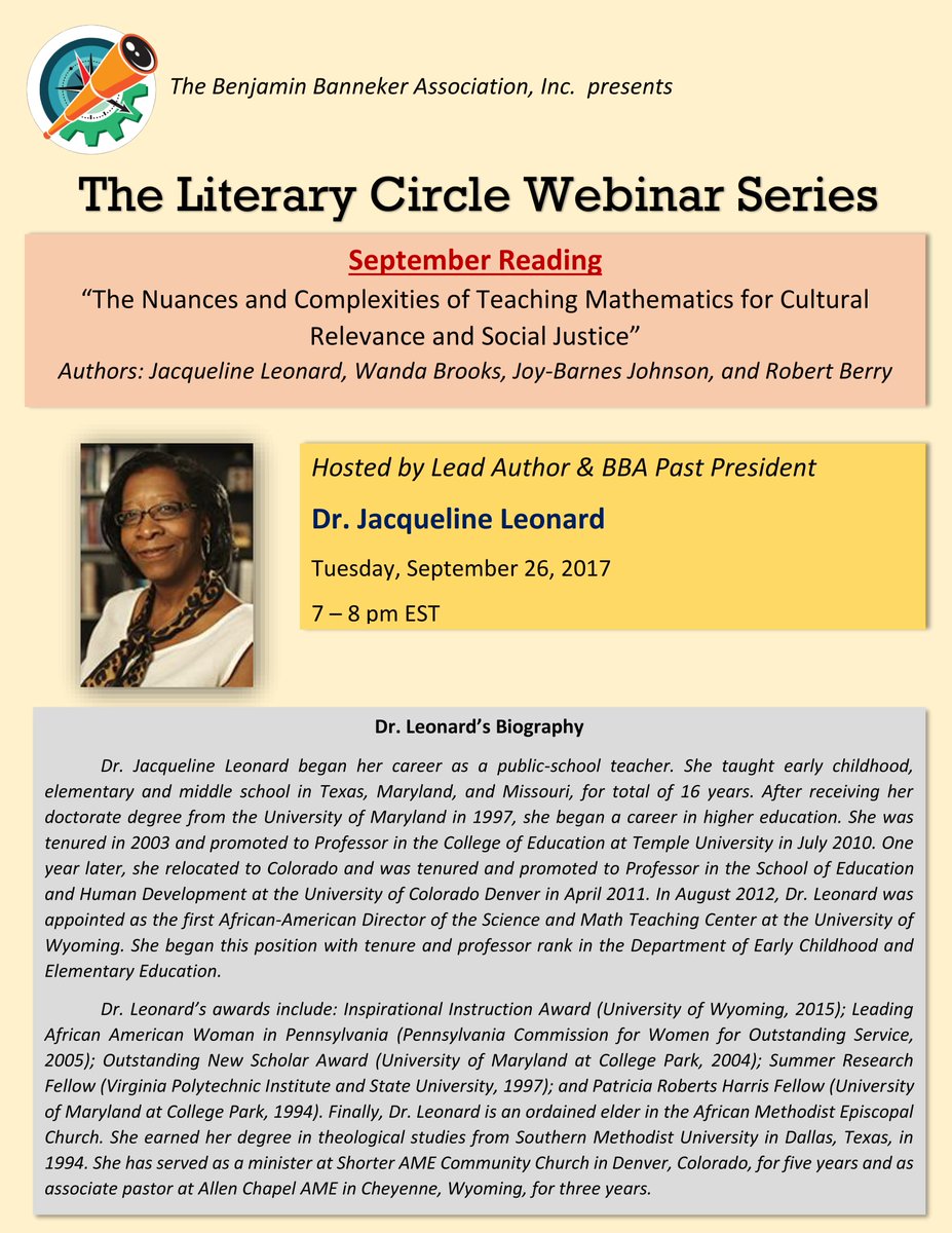 bbamath's tweet photo. BBA webinar tonight at 7 pm EST-  Teaching Mathematics for Cultural Relevance and Social Justice. Register here https://t.co/F1RY0tHcNA https://t.co/EdRo9IO9T2