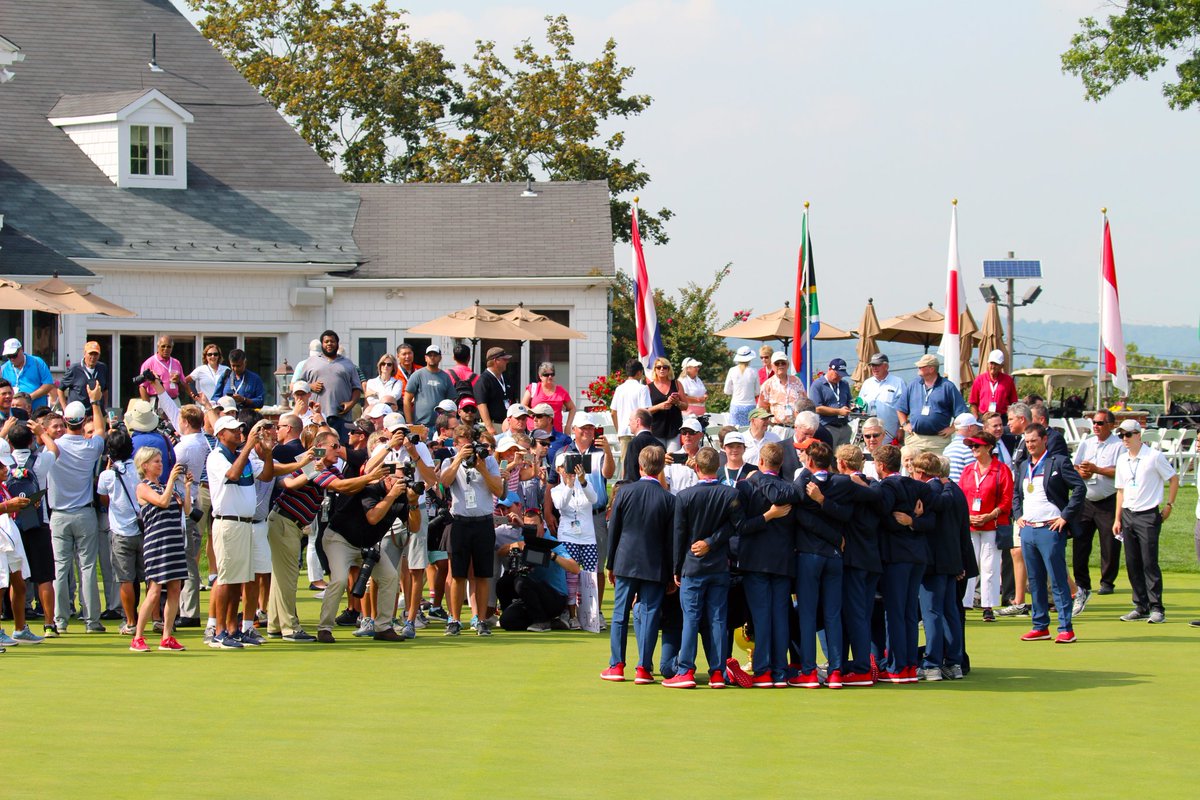 golfweek's tweet photo. "That’s something nobody can take away from the 12 of us."
The U.S. wins inaugural #JrPresidentsCup: https://t.co/V9nsTM8sYS https://t.co/Dh75qrcVak