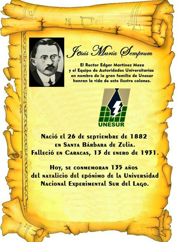 UnesurOficial's tweet photo. Hoy @MartinezUNESUR y la gran familia #Unesur conmemora 135 años de nuestro epónimo Dr.#JesúsMaríaSemprum ilustre nacido en tierra colonesa. https://t.co/8MTRmVXeEi