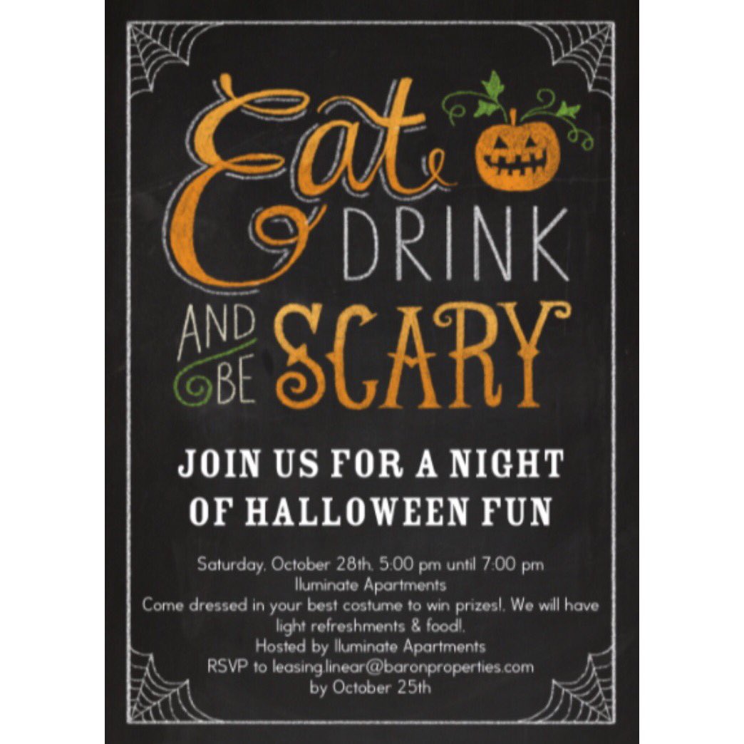 iLuminate290's tweet photo. Join us for a Halloween party on October 28th! 🎃👻🎉#SaturdayNightFun #Halloween #IluminateApartments #Rooftop #Phoenix #BaronProperties https://t.co/2atZ4T1GZK