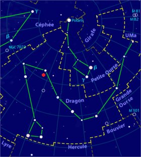 OneStarADay's tweet photo. Phi Draconis (φ Dra)

Described as a "nice mess" by Jim Kaler, this star system in #Draco is dominated by an α2 Canum Venaticorum variable https://t.co/qondKoXurw