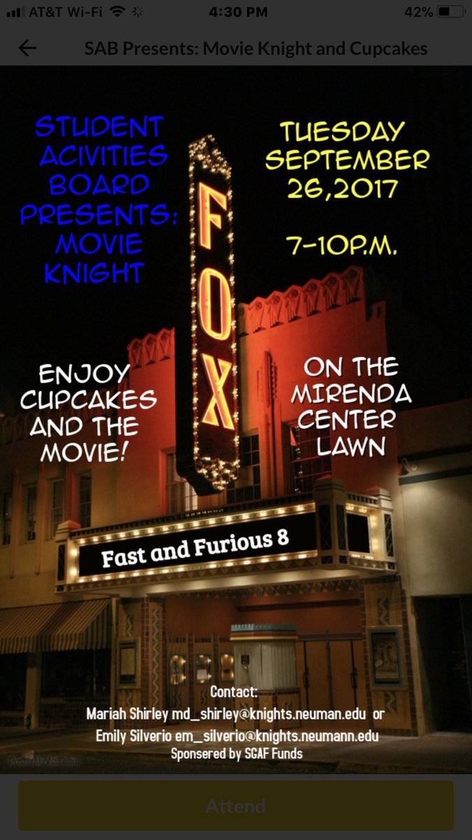 NeumannSAB's tweet image. Come out to movie night and grab a free cupcake. In the SMPH