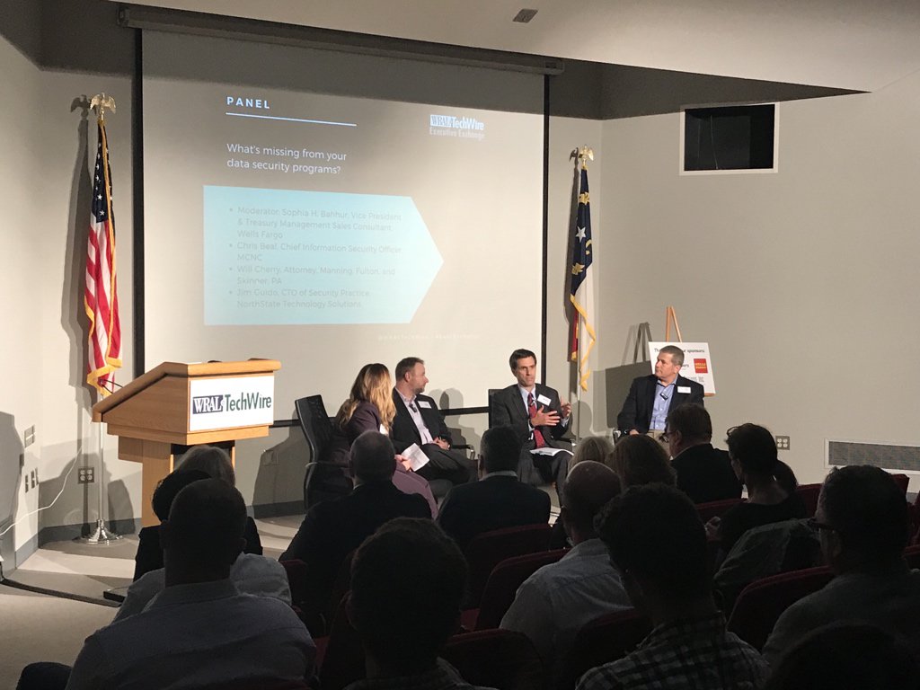 WRALTechWire's tweet image. Our first panel addressing what’s missing from data security programs. Watch live: wraltechwire.com/16975840 #ExecExchange