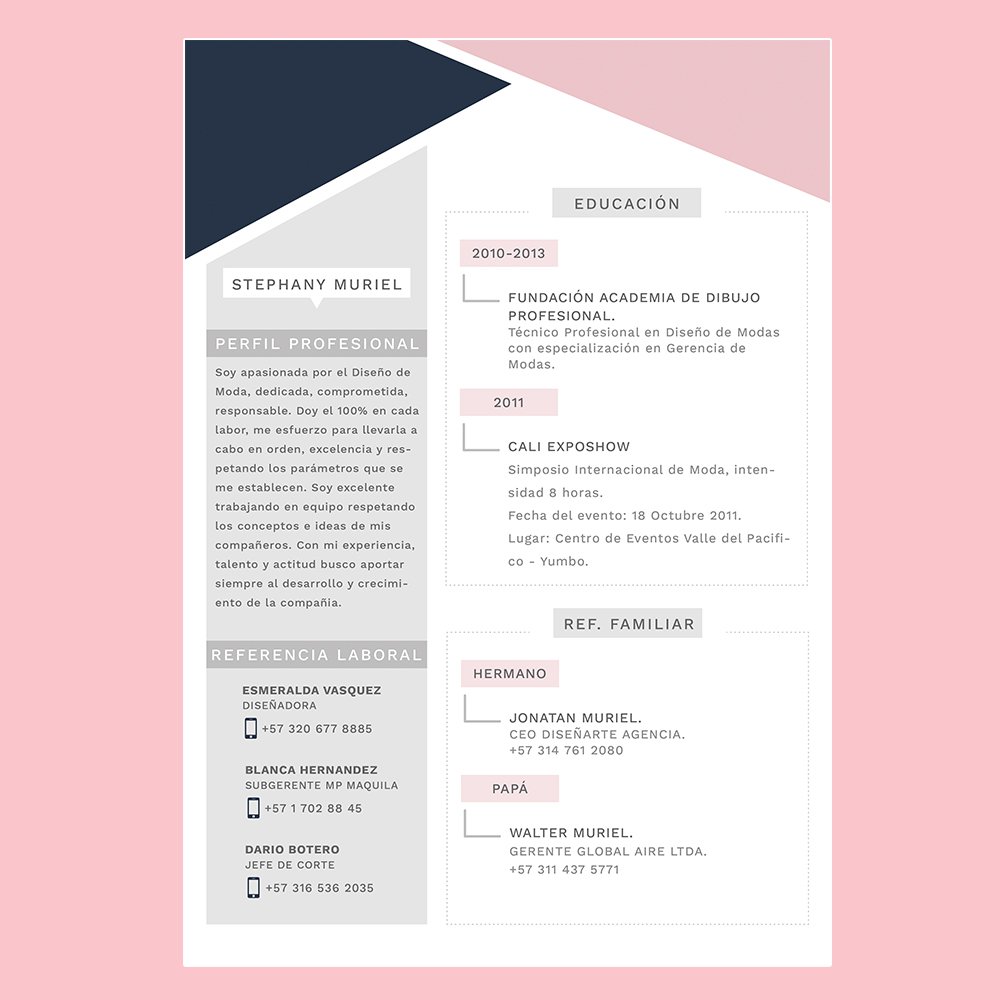 jonatanmuriel_'s tweet photo. PROYECTO - HOJA DE VIDA / DISEÑADORA DE MODA 
1. Diseño Gráfico
@stephymuriel10 #cv #hojadevida #cvdesign #diseñografico #designgraphic https://t.co/2tUUquGDY6