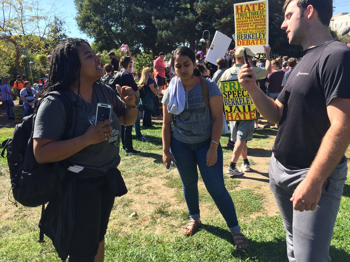 An actual conversation taking place at People's Park between the right and left about genocide and white supremacy. <a href="/berkeleyside/">Berkeleyside</a>