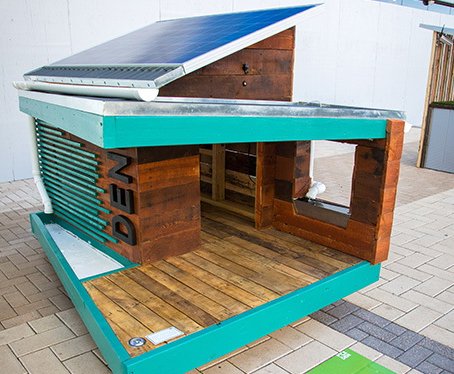 ENERGY's tweet image. Check out these @Solar_Decathlon-inspired dog houses for your four-legged friends! energy.gov/eere/articles/… 🐕☀🏠 #BARKitecture @DENAirport