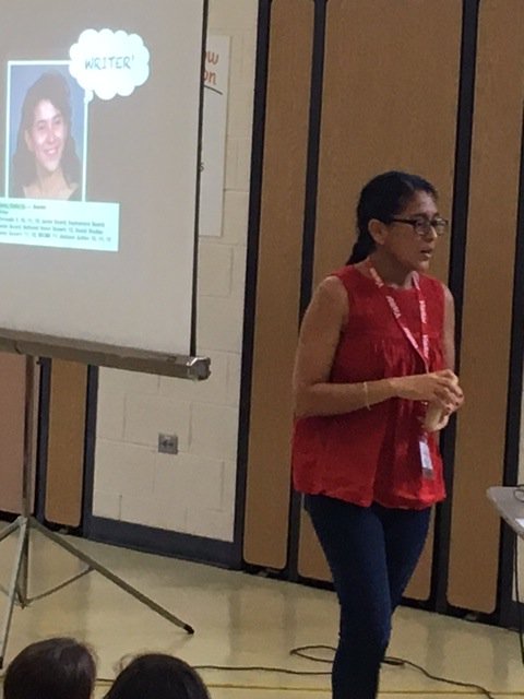 Celia Perez, a Chicago author of the debut book The First Rule of Punk visited Heritage Lakes to present to 4th and 5th grades today