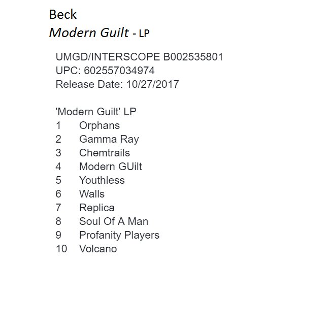 Beck /Modern Guilt 1stプレス　LP Beck /Modern Guilt 1stプレス LP Beck - Modern Guilt - Amazon