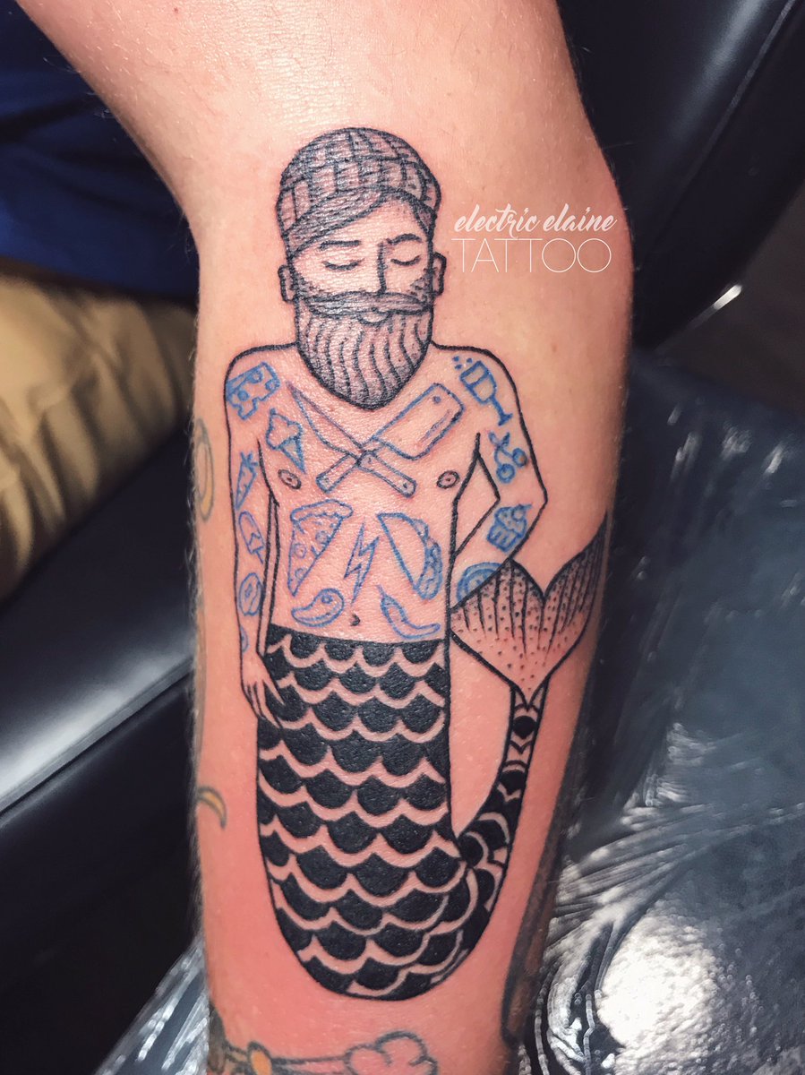 Merman tattoo with food \u0026 dessert tattoos! (Inspired by suflanda) #merman  #mermantattoo #foodtattoo #beardtattoo, image size:899x1200
