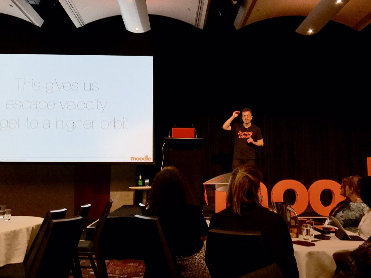 steve_watt's tweet photo. Escape velocity! Congrats @moodler on $6M investment. #moodle ramping up, purpose driven &amp; empowering educators #MootAU17 #edtech https://t.co/3RcF5sWC5R