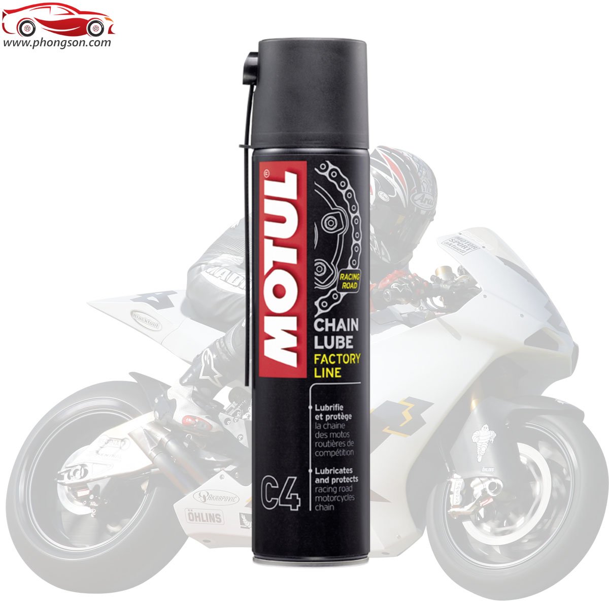 phongsoncom's tweet photo. 🏍️Chai xịt sên Motul C4 dùng được cho hầu hết các loại sên xe 2 bánh như O-ring, X-ring, Z-ring và sên thường 🥇 https://t.co/vqRgn7fY3h https://t.co/tQyFC4Z9Y5