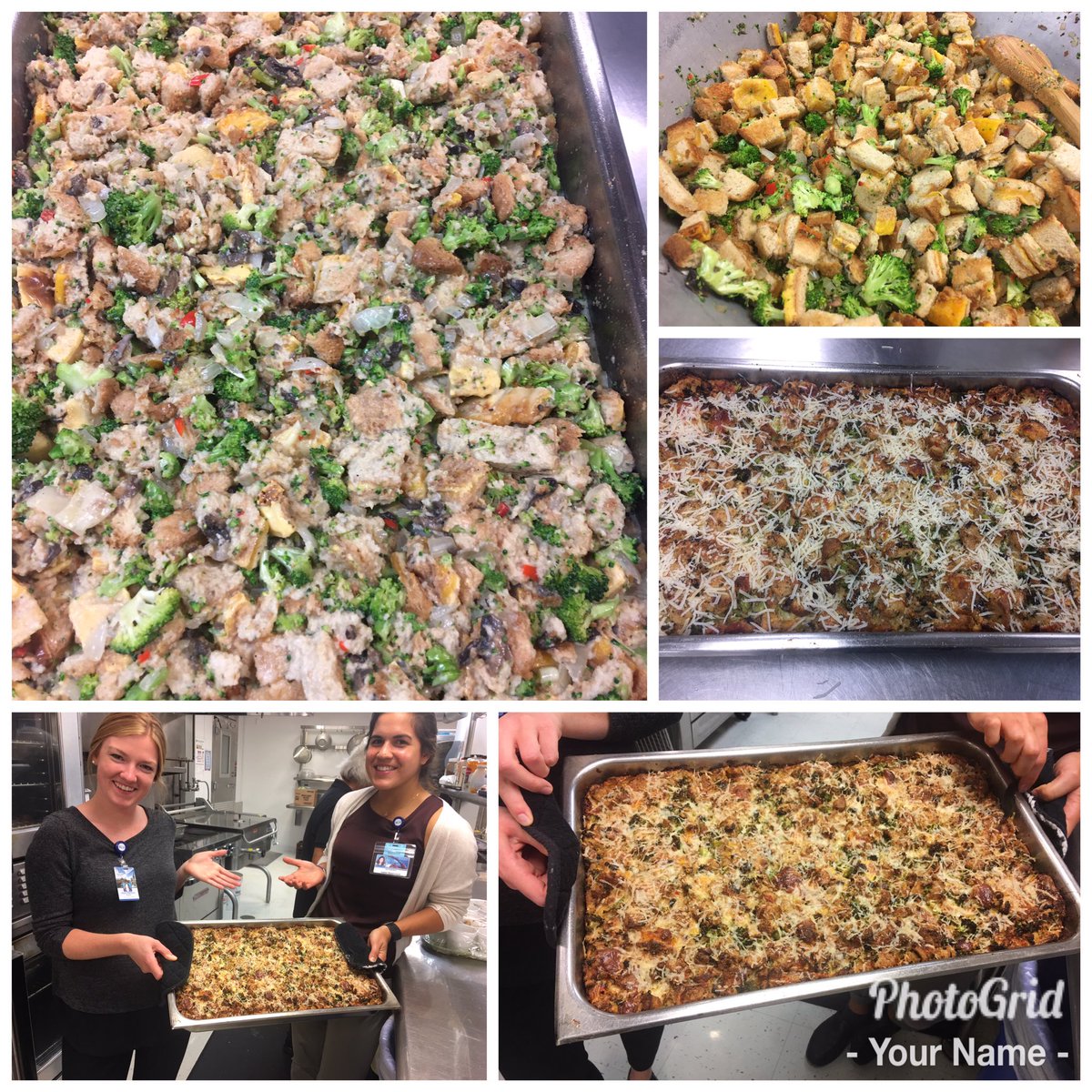 #l❤️leftovers vegetarian lunch toasted cheese broccoli mushrooms bread pudding              #❤️Schoollunch