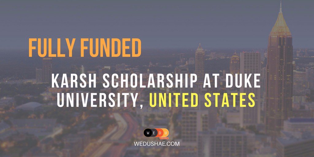 WEduShare's tweet photo. #WEduShare #Cambodia #Scholarship #UnitedStates 
Fully Funded Karsh Scholarship at Duke University, USA
https://t.co/IZrq7ykZof https://t.co/juZ5YuVe06