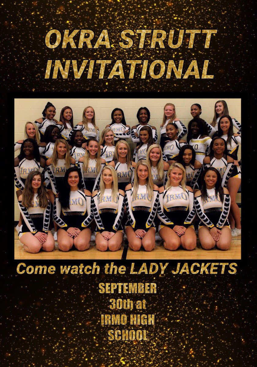 irmo_cheer's tweet photo. IRMO VARSITY CHEERLEADING IS KICKING OFF OUR COMPETITION SEASON AT HOME! Come to IHS @3:03 to watch your lady jackets take the mat! 🐝🖤💛🏆 https://t.co/uSOdk8p1e1