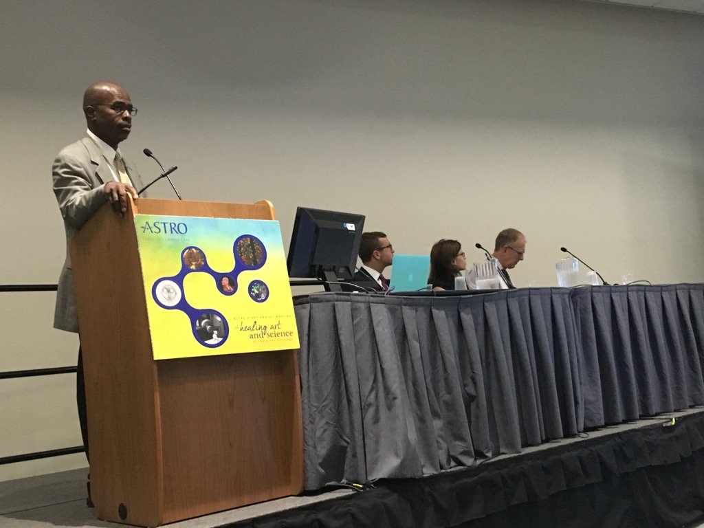 DrWinkfield's tweet photo. Dr. Dwight Heron of @UPMCHealthBeat takes stage during #ASTRO17 to share his experience in #CommEngagement https://t.co/xZt8EnNXYn