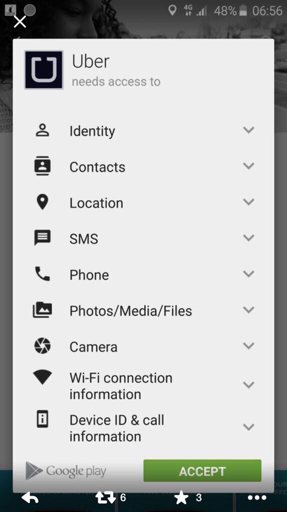 PaulDDDaughters's tweet photo. Is your #uber account safe ?? @Uber T&Cs allow full access to your #Mobilephone #uber accounts for sale on the #DARKWEBB #SaveOurUber #HACK https://t.co/2k1fJMaBCX