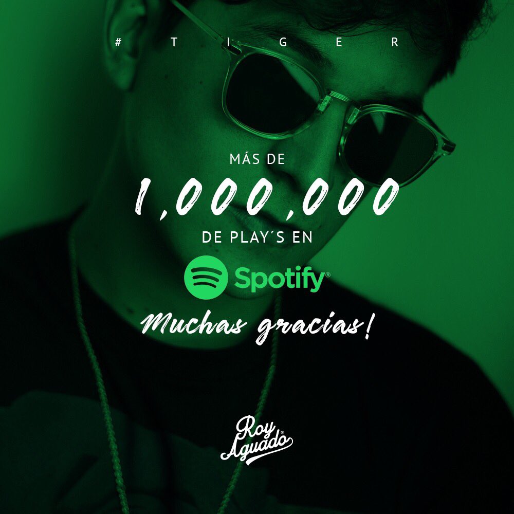 royaguado's tweet photo. Hoy estoy muy contento ya que me metí a mi #Spotify y tenía más de un millón de plays!!
Gracias a todos!!! https://t.co/2qx9bWUnDc