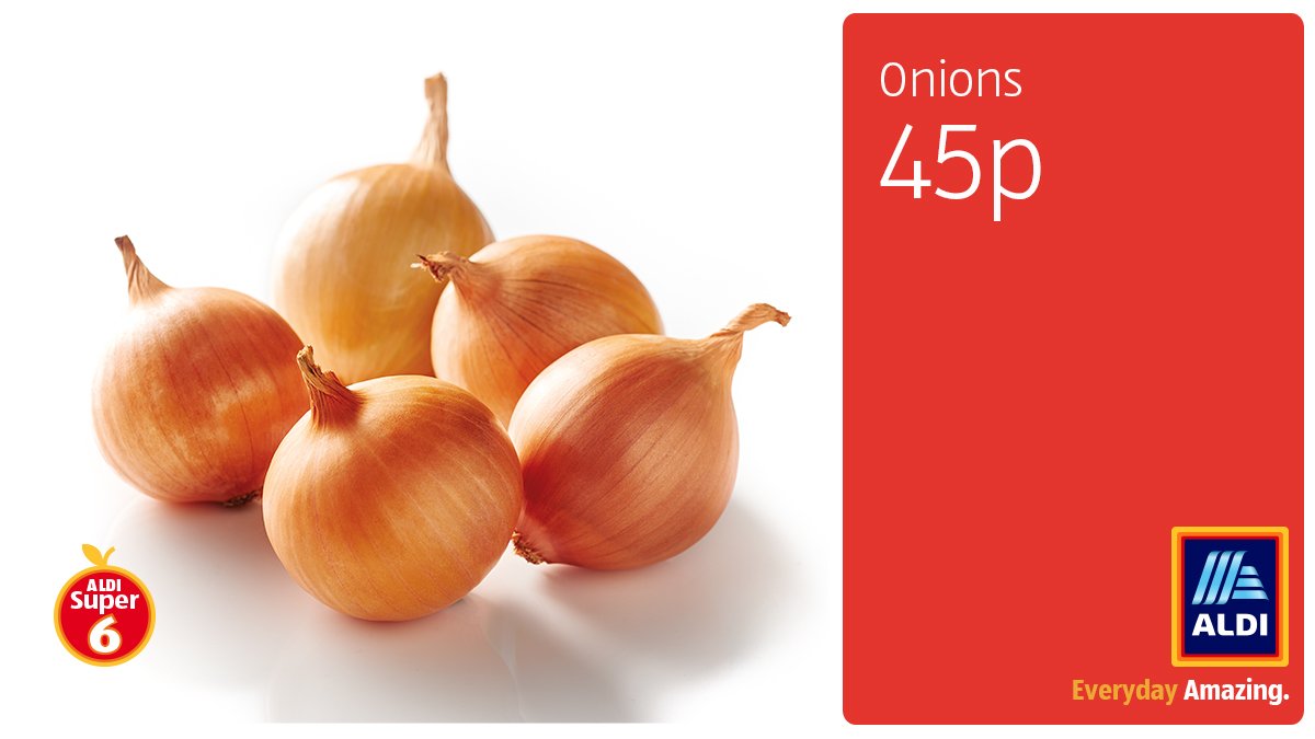 AldiUK's tweet image. Out of onions? Don't cry, they're on Super6 now. RT if your eyes are watering just looking at these! 😭 bit.ly/2wVW3kn