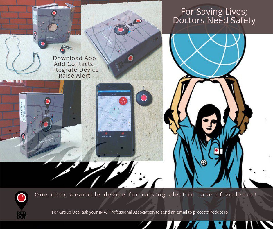 pressredcare's tweet photo. @IndianMedAssn we bring one click device for raising safety alert in case of any violence. #doctors safety is highest priority https://t.co/mGuhktWaYg