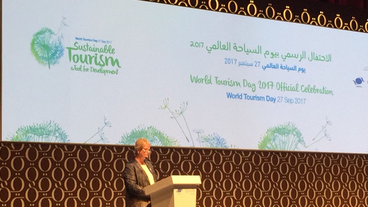 UNWTO's tweet photo. Helen Marano Senior Vice President World Travel and Tourism @WTTC #WTD2017 "The spirit of our industry is to build bridges" @VisitQatar https://t.co/Z8B3aHFtft