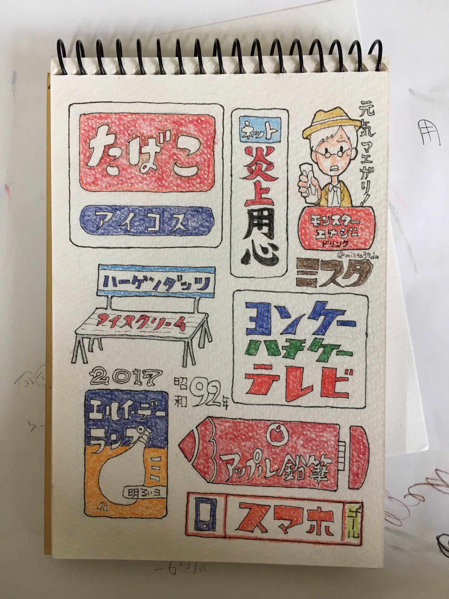 ミリメートルおじさん中の人みすた 昭和92年に生きる我々を描いてみたよ 多分私がレトロを描くならアナログよりデジタルの方がうまく作れそうな気がするな 昭和レトロ ホーロー看板 イラスト レトロ 昭和92年 Illustration T Co