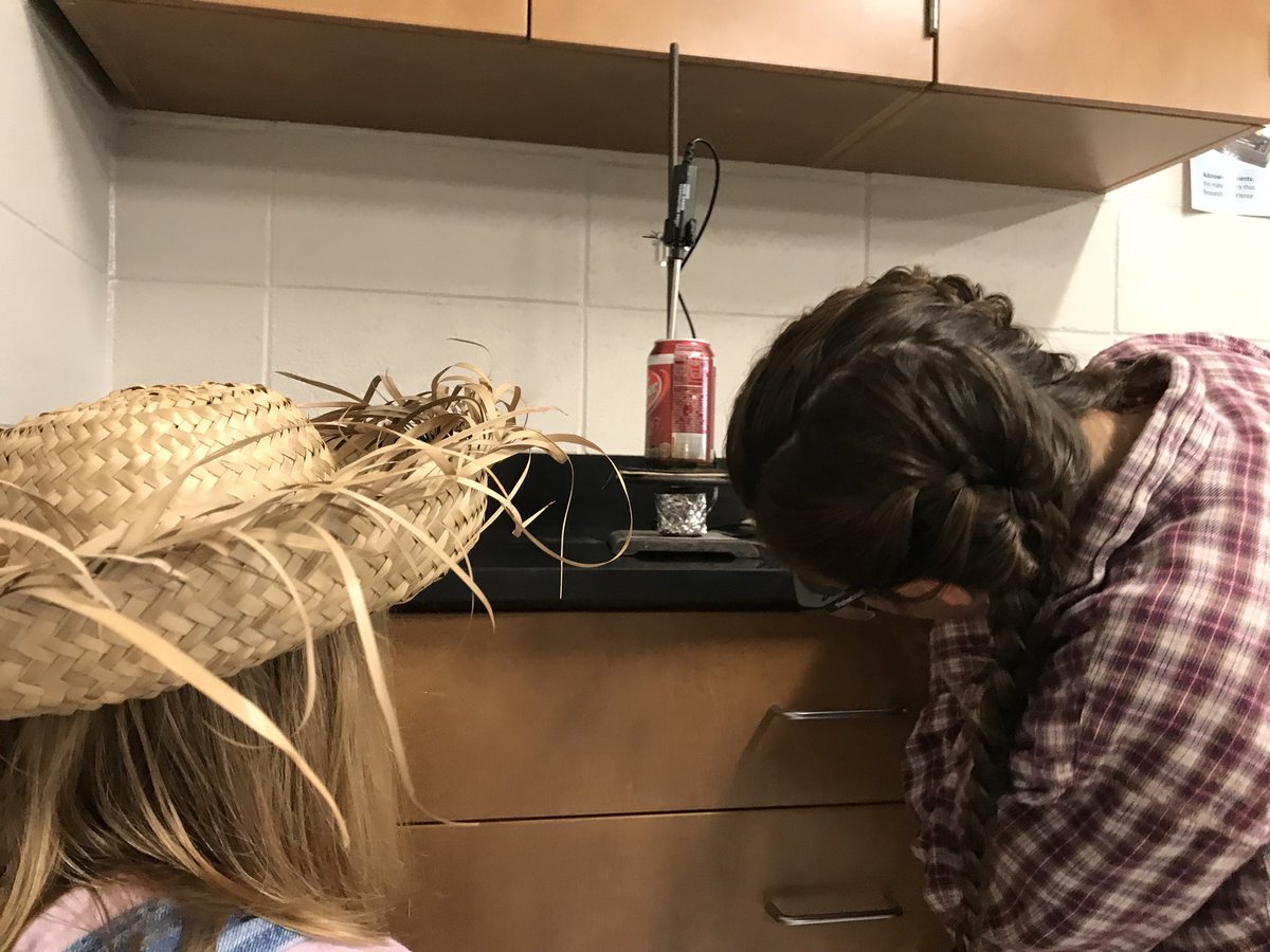 deemeister70's tweet photo. #eahsgo Calorimetry lab in AP bio. How do # of calories calculated compare to actual? Where might there be error? Burn pretzel burn! https://t.co/hIbcerC9SW