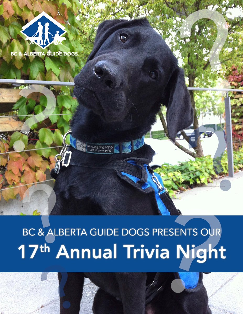 bcguidedogs's tweet photo. Delta Trivia Night is Sat. Nov 18. 2017! Tickets are on sale now. More info on our website: https://t.co/IH3z8sMJ4P https://t.co/xrLehXNJwH