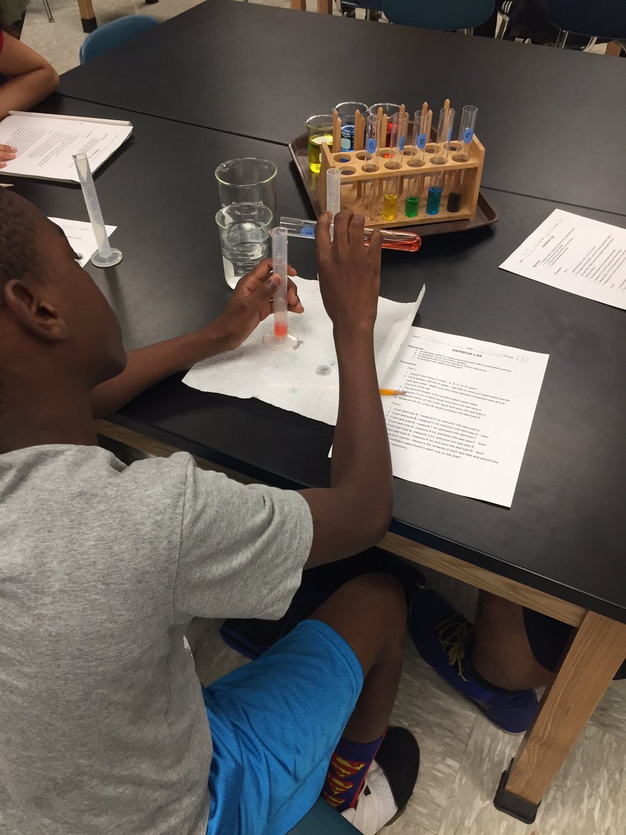 DrWatros's tweet image. Practicing lab and measurement skills to make the rainbow #scienceisfun #teamwork #CMSscience @Crockett_HTSD @WeAreHTSD