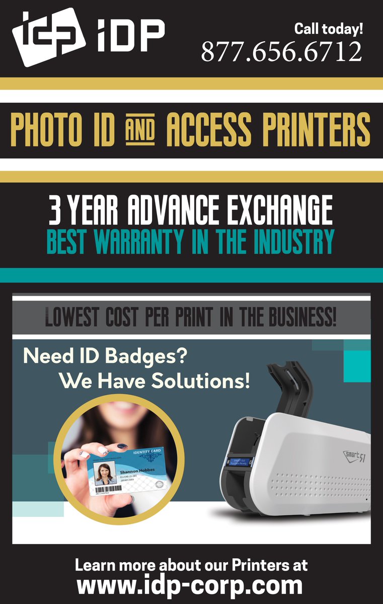 IDPCard's tweet photo. IDP ID Card Printers-3 Year Advance Exchange #socialmediamarketing #idcardprinter #isceast #studentid #employeeidcard #accesscontrol https://t.co/tW23gUVmyC