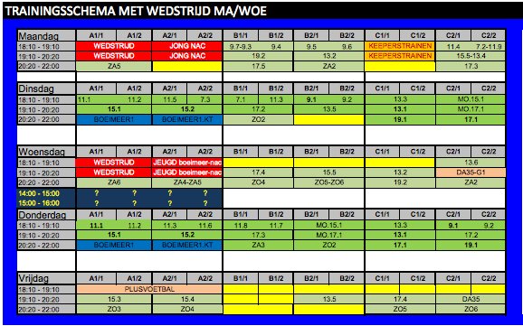 Vandaag staat er een wedstrijd op het programma: NAC JO15.1 - AJAX JO15.1 . De wedstrijd begint om 18:30 uur en wordt gespeeld op het A-veld