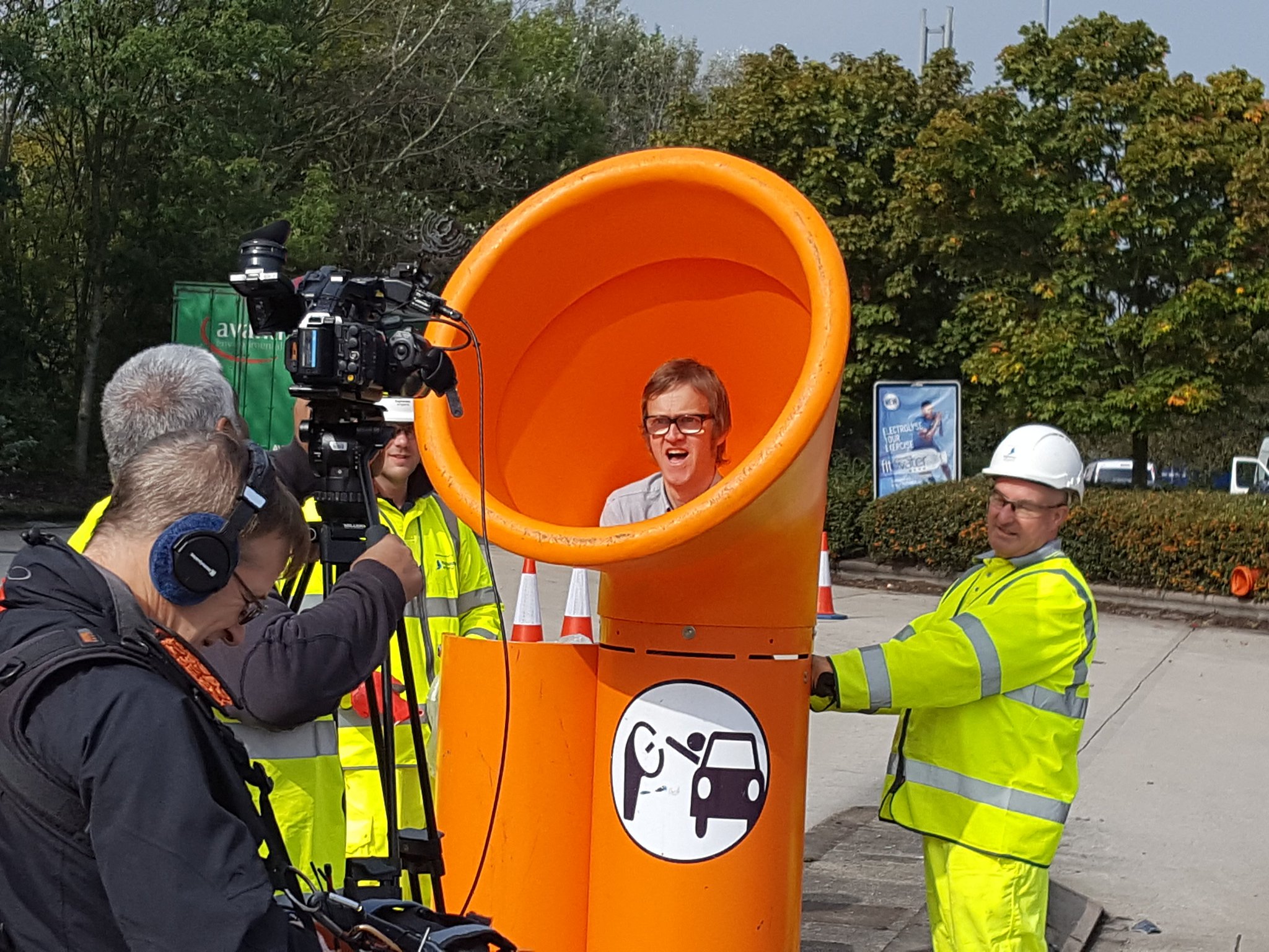 Highways England on Twitter ".AlexRileyNow tries out our new funnel