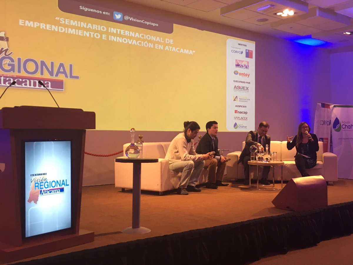 VisionCopiapo's tweet photo. Panel de Incubadoras nos cuentan su rol de diseño y aceleracion de Emprendimientos @Corfo @ASOEX_Atacama https://t.co/nv6u6aCmfA
