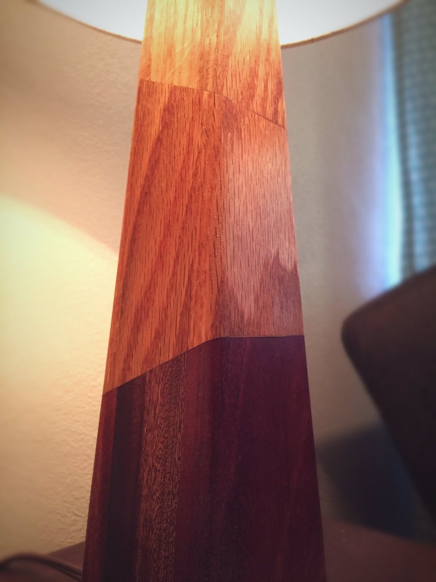 BlackhallWorks's tweet photo. Check out our new Mahogany and Oak Modern Table Lamp. https://t.co/L4Ebv1u85O #tablelamp #woodgrain #modernfurniture #customw #woodworking https://t.co/cy3EVWfdhT